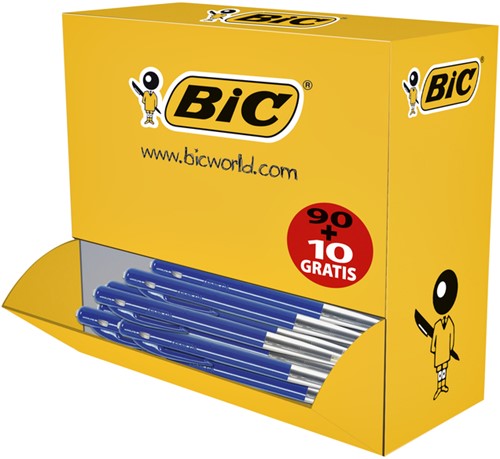 Balpen Bic M10, medium, blauw, doos 90+10 gratis
