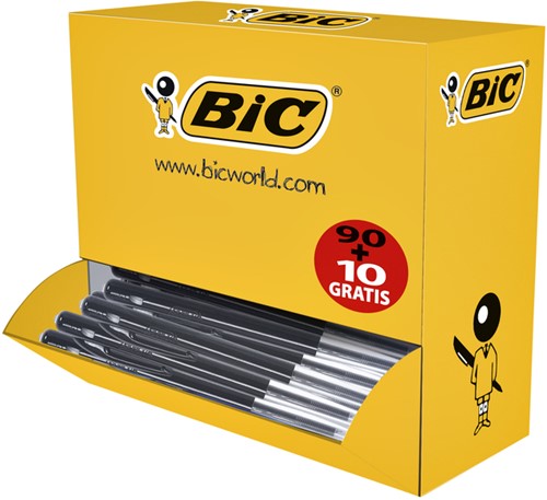 Balpen Bic M10, medium, zwart, doos à 90+10 gratis