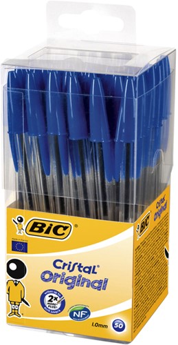 Balpen Bic Cristal, medium, blauw, in tubo verpakking-3