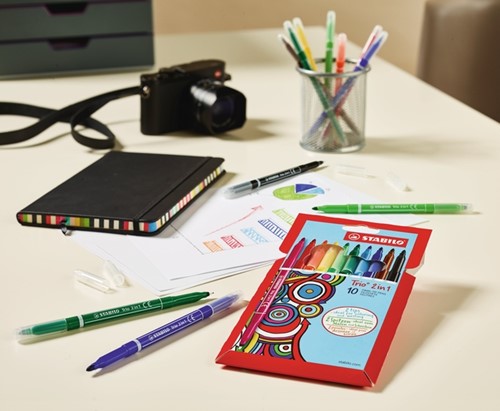 Viltstift STABILO Trio 2 in 1 assorti etui à 10 stuks-5
