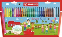 Viltstift STABILO Trio A-Z 378/30 assorti etui à 30 stuks