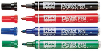 Viltstift Pentel N50 rond 1.5-3mm rood-3