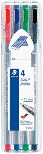 Fineliner Staedtler Triplus 334, 0.3mm, assorti, 4 stuks