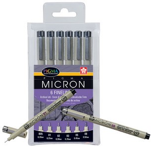 Fineliner Sakura pigma micron set 6stuks zwart-3
