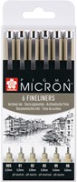 Fineliner Sakura pigma micron set 6stuks zwart