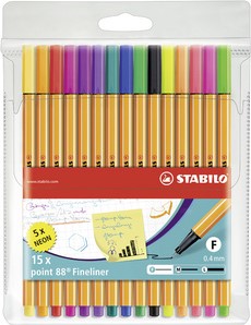 Fineliner STABILO point 88/15 fijn assorti etui à 15 stuks-3