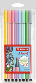 Viltstift STABILO Pen 68 medium fluor assorti etui à 6 stuks-3