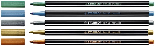 Viltstift STABILO Pen 68/841 medium metallic blauw-2