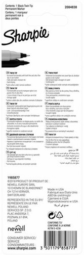 Viltstift Sharpie rond Twin tip ultra fijn & F zwart blister à 1 stuk-3