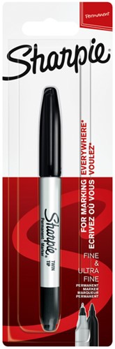 Viltstift Sharpie rond Twin tip ultra fijn & F zwart blister à 1 stuk