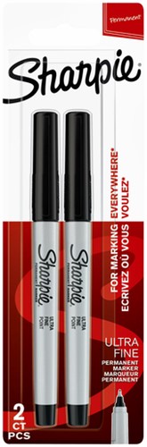 Viltstift Sharpie rond ultra fijn zwart blister à 2 stuks