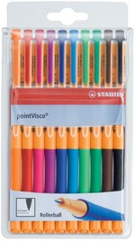 Rollerpen STABILO PointVisco 1099/10 fijn assorti etui à 10 stuks-2