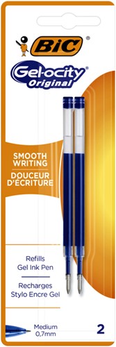 Gelschrijvervulling Bic voor diverse gelpennen M blauw blister à 2st