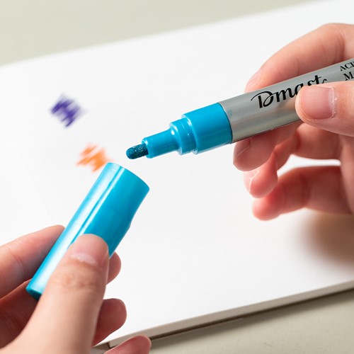 Acrylmarker met beitelpunt, metallic, 6 stuks