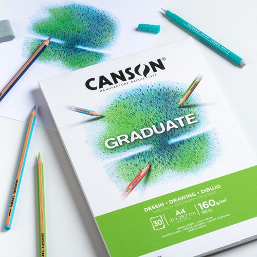 Tekenpapier Canson Graduate Drawing 30vel 160gr A4 helderwit-1