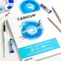 Aquarelpapier Canson Graduate Watercolour 20vel 250gr A5 natuurlijk wit-1