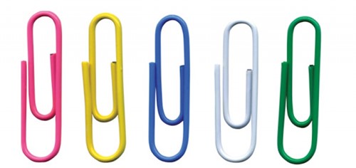 Paperclips rond, 28 mm, 500 stuks, zakje met diverse kleuren