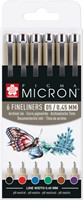 Fineliner Sakura Pigma Micron 05 basic set 6 kleuren