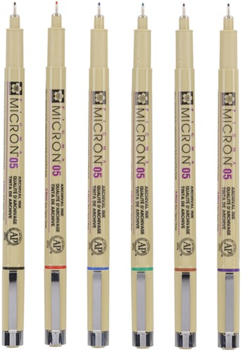 Fineliner Sakura Pigma Micron 05 basic set 6 kleuren-1