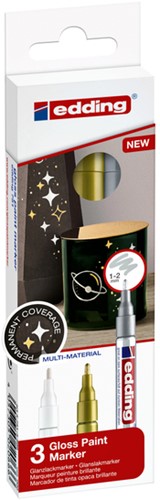 Paintmarker edding 751 op oliebasis 1-2mm metallic assorti 3 stuks