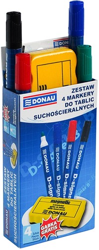 Whiteboardmarkers assorti incl wisser, ronde punt, 2-4mm-2
