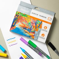 Acrylmarker met beitelpunt, pastel, 12 stuks