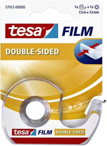 Tape tesafilm® dubbelzijdig,  12mmx7,5m, transparant met dispenser