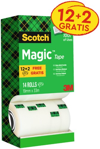 Plakband Scotch Magic 810, 19mmx33m, onzichtbaar mat, 12+2 gratis