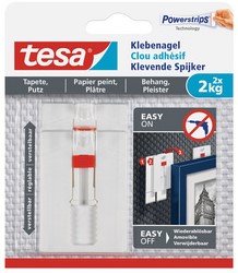Klevende spijker tesa® behang en pleisterwerk 2kg verstelbaar wit 2 stuks-3