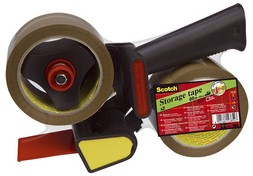 Verpakkingstape dispenser Scotch met 2 rollen Secure seal tape 50mmx66m bruin-3
