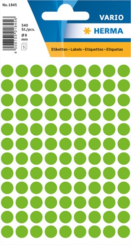Etiket HERMA 1845 rond 8mm groen 540 stuks