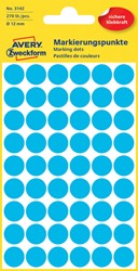 Etiket Avery 3142 rond 12mm blauw 270 stuks