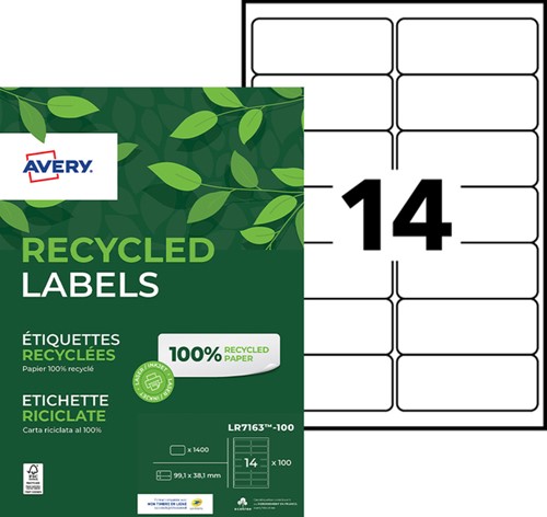 Etiket Avery LR7163-100 99.1x38.1mm recycled wit 1400 etiketten-2