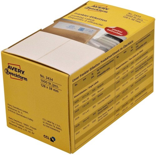 Frankeeretiket Avery 3435 135x38mm 1000 stuks