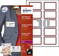 Naambadge etiket Avery L4786-20 80x50mm rood kader 200 stuks