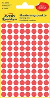 Etiket Avery Zweckform 3010 rond 8mm rood 416 etiketten