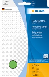 Etiket HERMA 2215 rond 8mm groen 5632 stuks