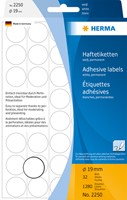 Etiket HERMA 2250 rond 19mm wit 1280stuks