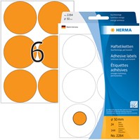 Etiket HERMA 2284 rond 50mm fluor oranje 144 etiketten-1