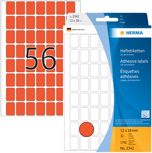 Etiket HERMA 2342 12x18mm rood 1792 stuks-1
