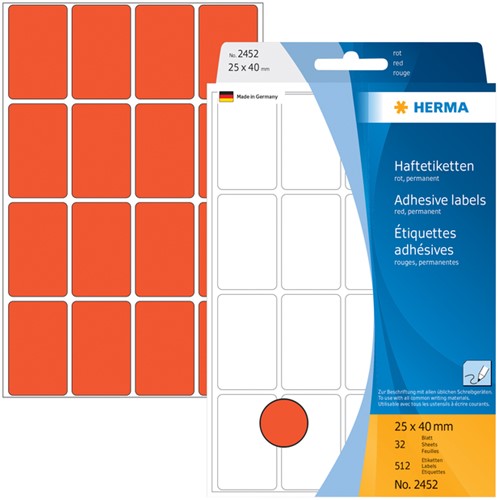 Etiket HERMA 2452 25x40mm rood 512 stuks-1
