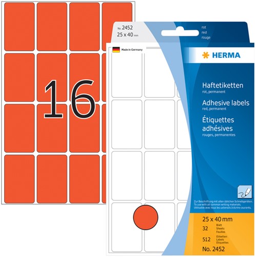 Etiket HERMA 2452 25x40mm rood 512 stuks-2