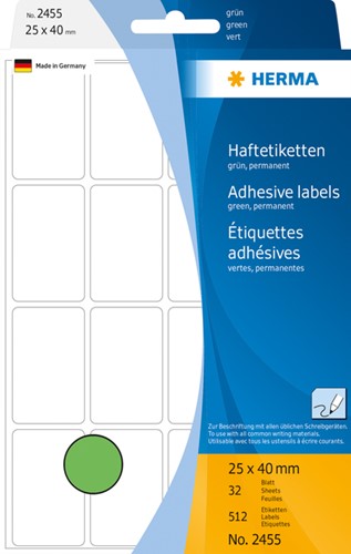 Etiket HERMA 2455 25x40mm groen 512 stuks