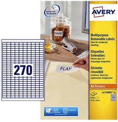 Etiket Avery L4730REV-25 17.8x10mm wit 6750 stuks