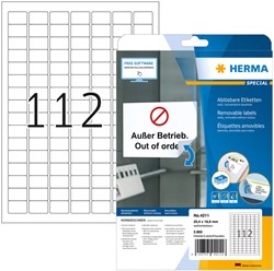 Etiket HERMA 4211 25.4x16.9mm verwijderbaar wit 2800 etiketten