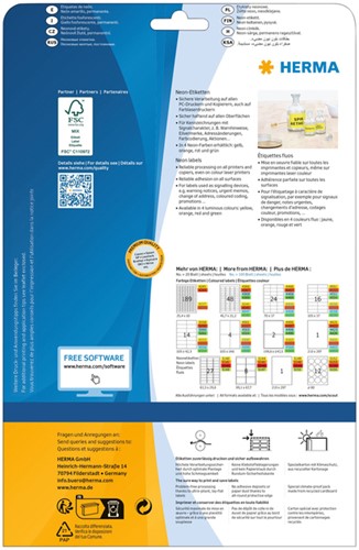 Etiket HERMA 5149 210x297mm A4 fluor oranje 20stuks-1
