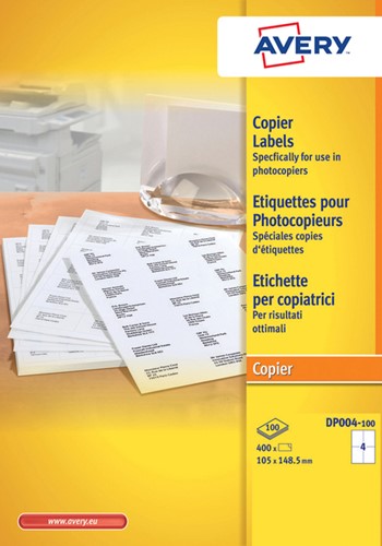 Etiket Avery DP004-100 105x149mm wit 400 etiketten