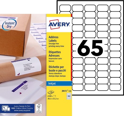 Etiket Avery J8651-100 38.1x21.2mm wit 6500 etiketten-2