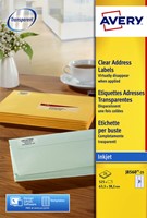 Etiket Avery J8560-25 63.5x38.1mm transparant 525 etiketten