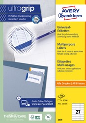 Etiket Avery 3479 70x32mm wit 2700 stuks